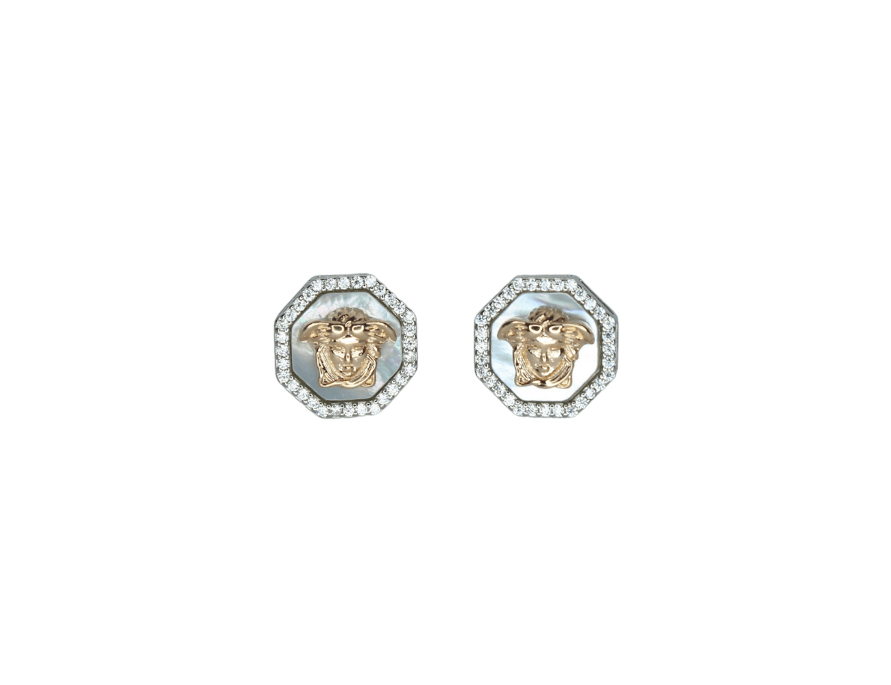 Silver VC Logo White Earrings for men and women - Nayla Jewels