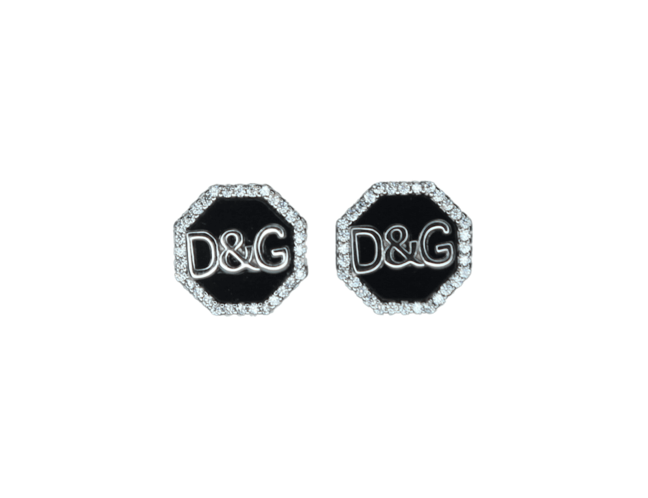 Silver D&G Initials Black Earrings for men and women - Nayla Jewels