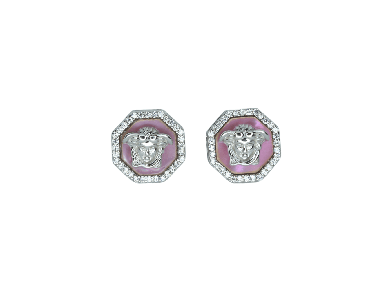 Silver iconic VC Pink Earrings for men and women - Nayla Jewels