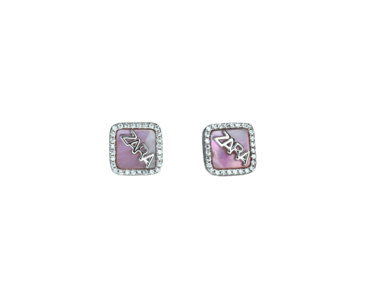 Silver Zara Initials Pink Earrings for men and women - Nayla Jewels