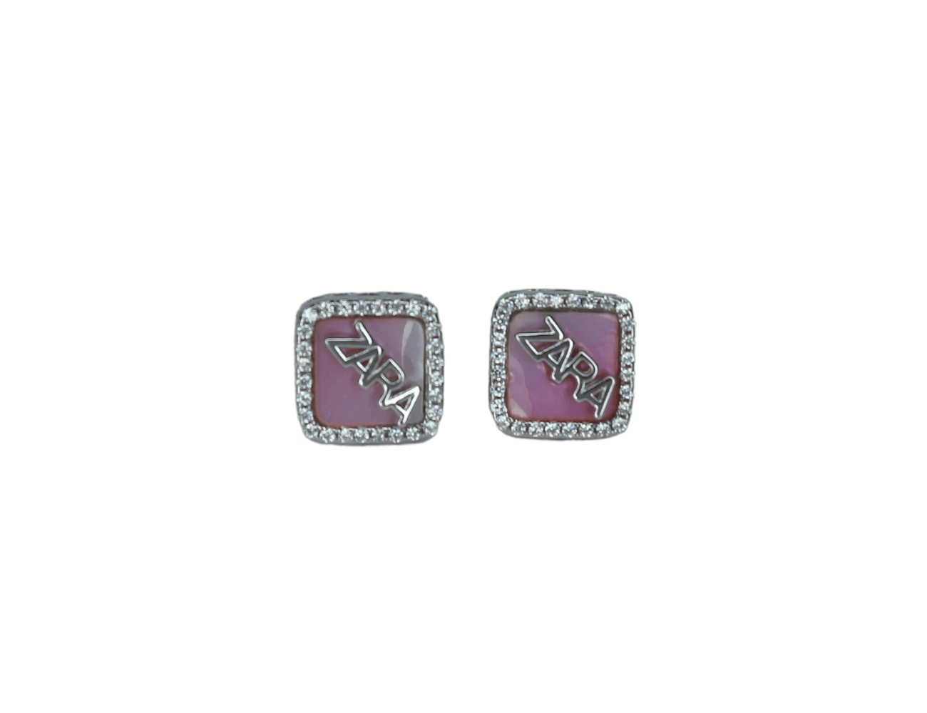 Silver Zara Initials Pink Earrings for men and women - Nayla Jewels