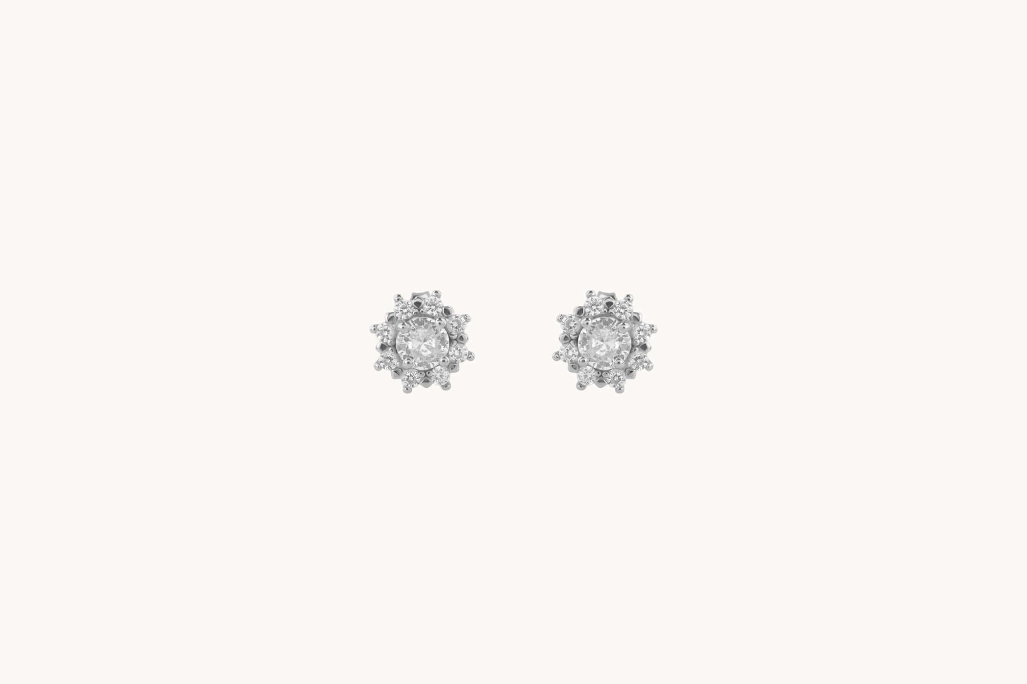 Cubic Zirconia Flower stud earrings - 925 Rose Gold - Nayla Jewels