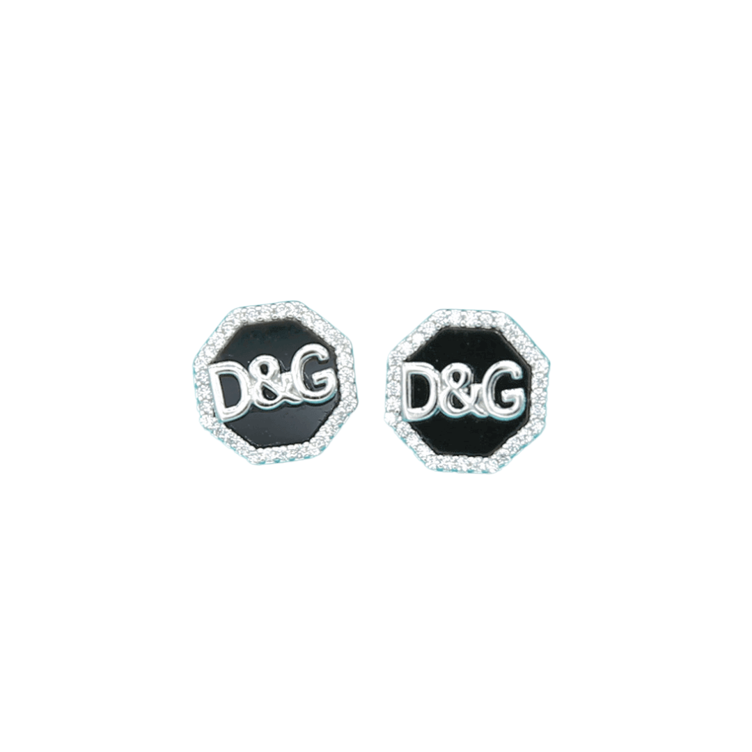 Silver D&G Initials Black Earrings for men and women 92.5 silver Earrings by Nayla jewels | Nayla jewels