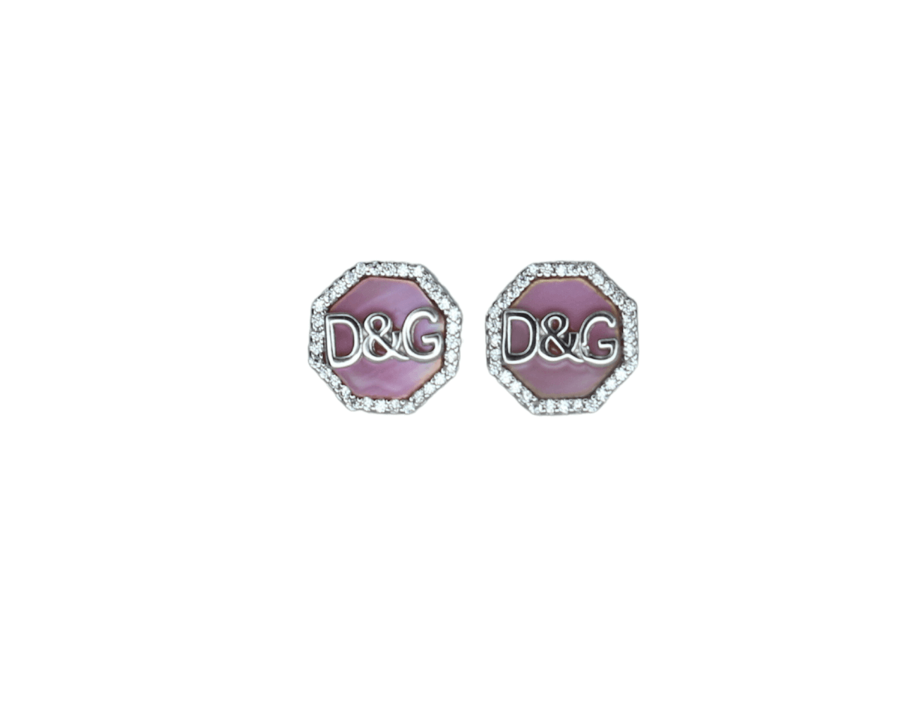 Silver D&G Initials Pink Earrings for men and women 92.5 silver Earrings by Nayla jewels | Nayla jewels