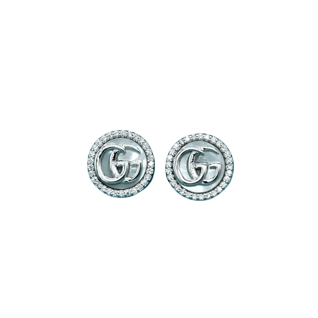 Silver Gucci Logo White Earrings for men and women 92.5 silver Earrings by Nayla jewels | Nayla jewels