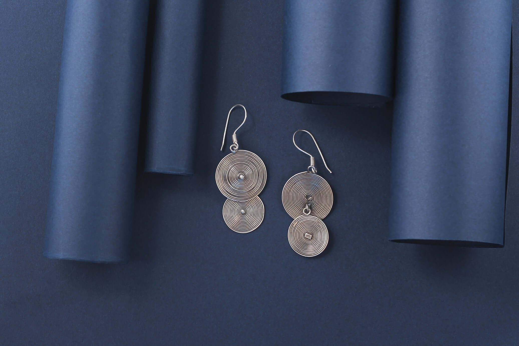 Silver Round Chakra Earrings by Nayla jewels | Nayla jewels